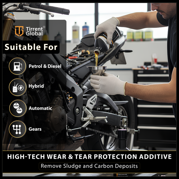 Tirrent Booster Engine Metal Treatment | Engine Oil Additive, High-Tech Wear Protection for Bikes and Scooter (50ml)