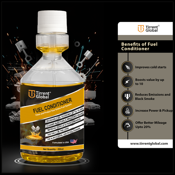 Tirrent Fuel Conditioner | Fuel Additive for Bikes, Scooters and Cars | Fuel Injector Cleaner | Mileage Booster Compatible for Petrol, Diesel and Bio Fuels (250 ml)