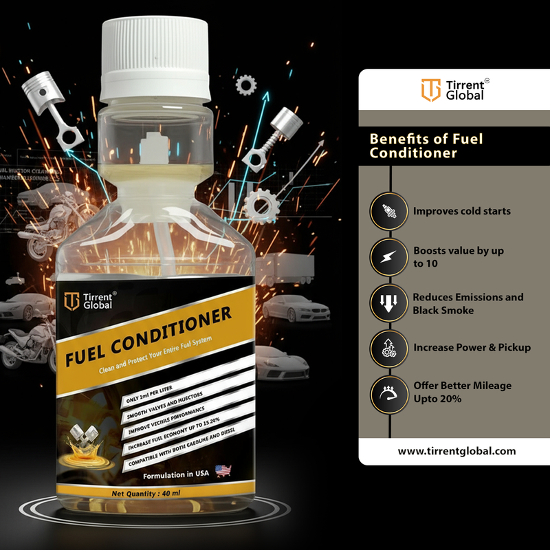 Tirrent Fuel Conditioner | Fuel Additive for Bikes, Scooters and Cars | Fuel Injector Cleaner | Mileage Booster Compatible for Petrol, Diesel and Bio Fuels (40 ml)