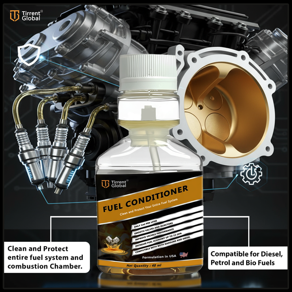 Tirrent Fuel Conditioner | Fuel Additive for Bikes, Scooters and Cars | Fuel Injector Cleaner | Mileage Booster Compatible for Petrol, Diesel and Bio Fuels (40 ml)