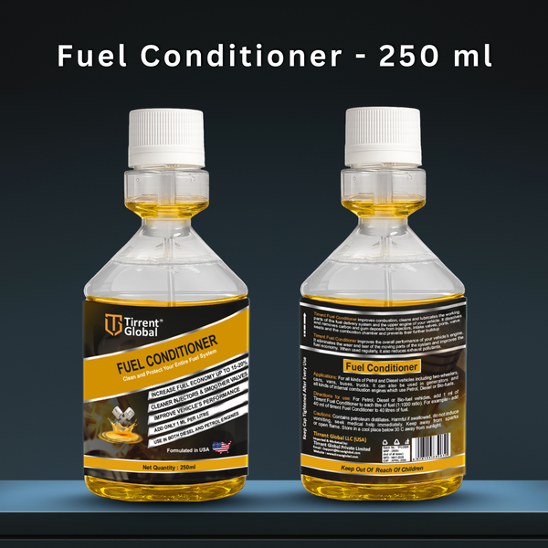Tirrent Fuel Conditioner | Fuel Additive for Bikes, Scooters and Cars | Fuel Injector Cleaner | Mileage Booster Compatible for Petrol, Diesel and Bio Fuels (250 ml)