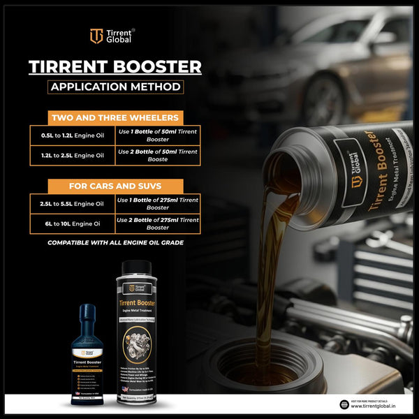 Tirrent Booster Engine Metal Treatment (275ml) Engine Oil Additive, High-Tech Wear Protection for Petrol and Diesel Vehicles