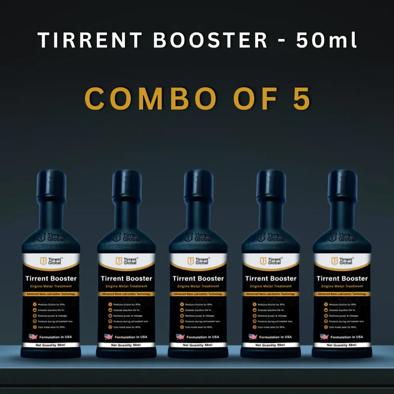 Tirrent Booster Engine Metal Treatment | Engine Oil Additive, High-Tech Wear Protection for Bikes and Scooter (50ml) (Combo of 5)