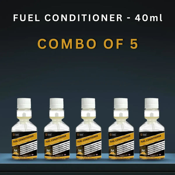 Tirrent Fuel Conditioner | Fuel Additive for Bikes, Scooters and Cars | Fuel Injector Cleaner | Mileage Booster Compatible for Petrol, Diesel and Bio Fuels (40 ml) (Combo of 5)